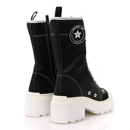 Christian Dior Technical Fabric Calfskin Womens D-Rise 35mm Tall Boots 36 Black White 5 of 9
