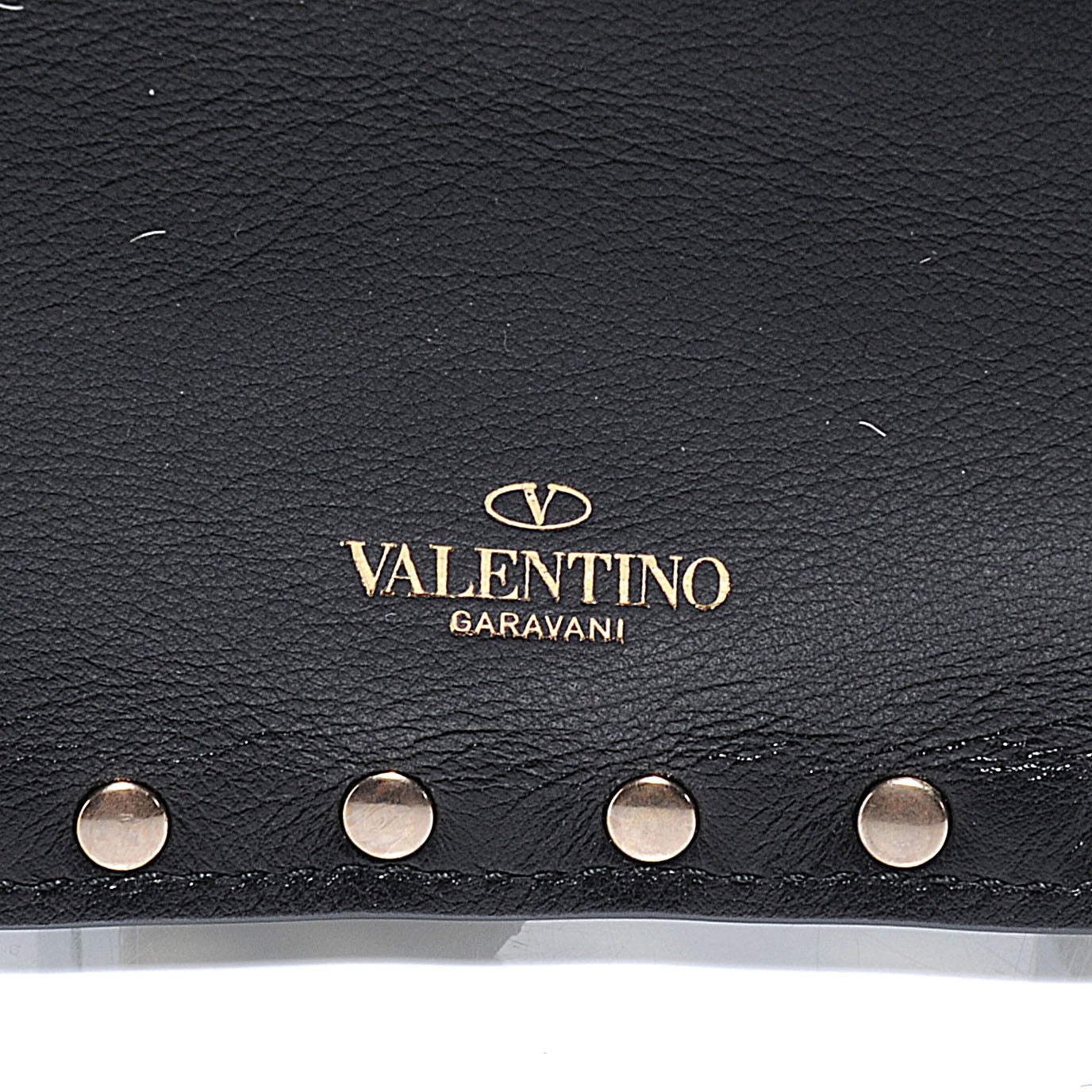 Vitello Large Rockstud Zip Pouch Black