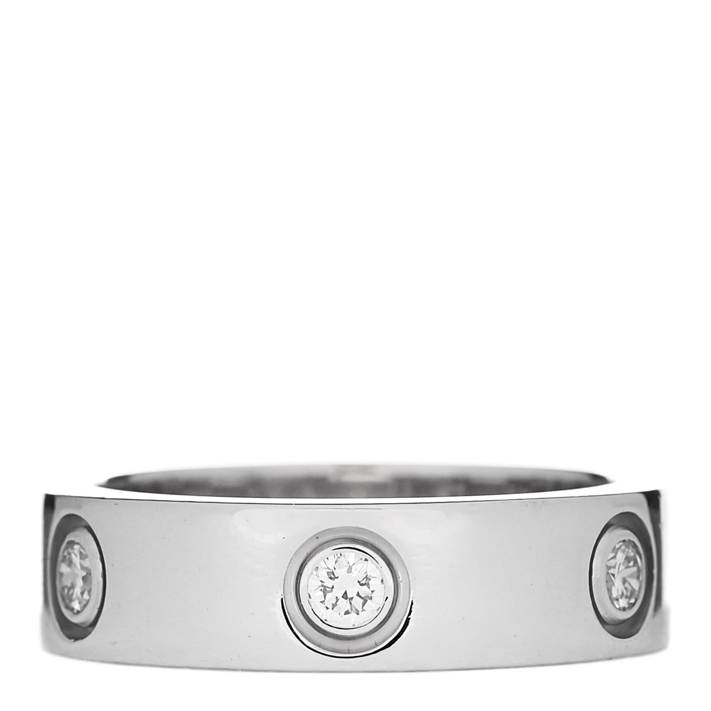18K White Gold 6 Diamond 5.5mm LOVE Ring 54 7