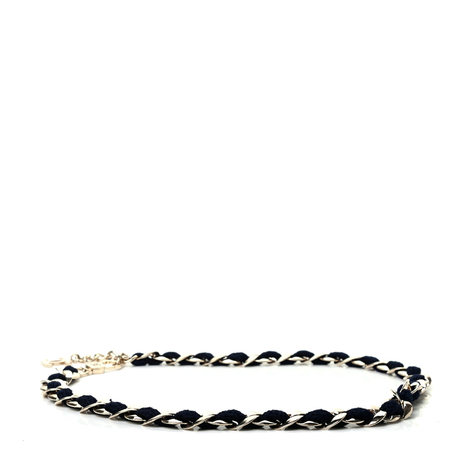 Terry Cloth Chain CC Medallion Belt Blue Gold