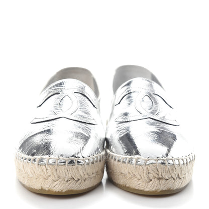 Chanel Laminated Goatskin CC Espadrilles 35 Silver 2 of 7