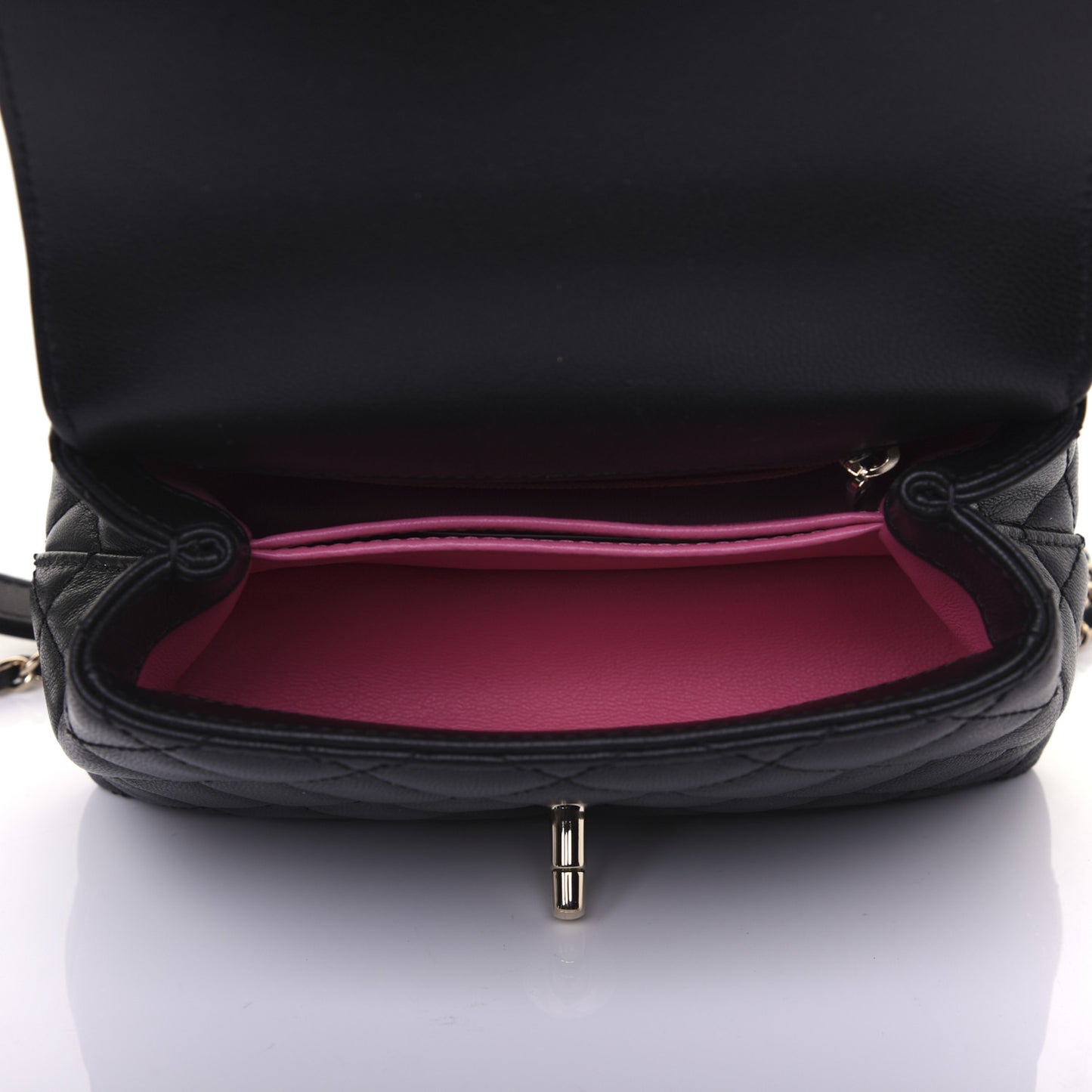 Goatskin Quilted Rainbow Extra Mini Coco Handle Flap Black
