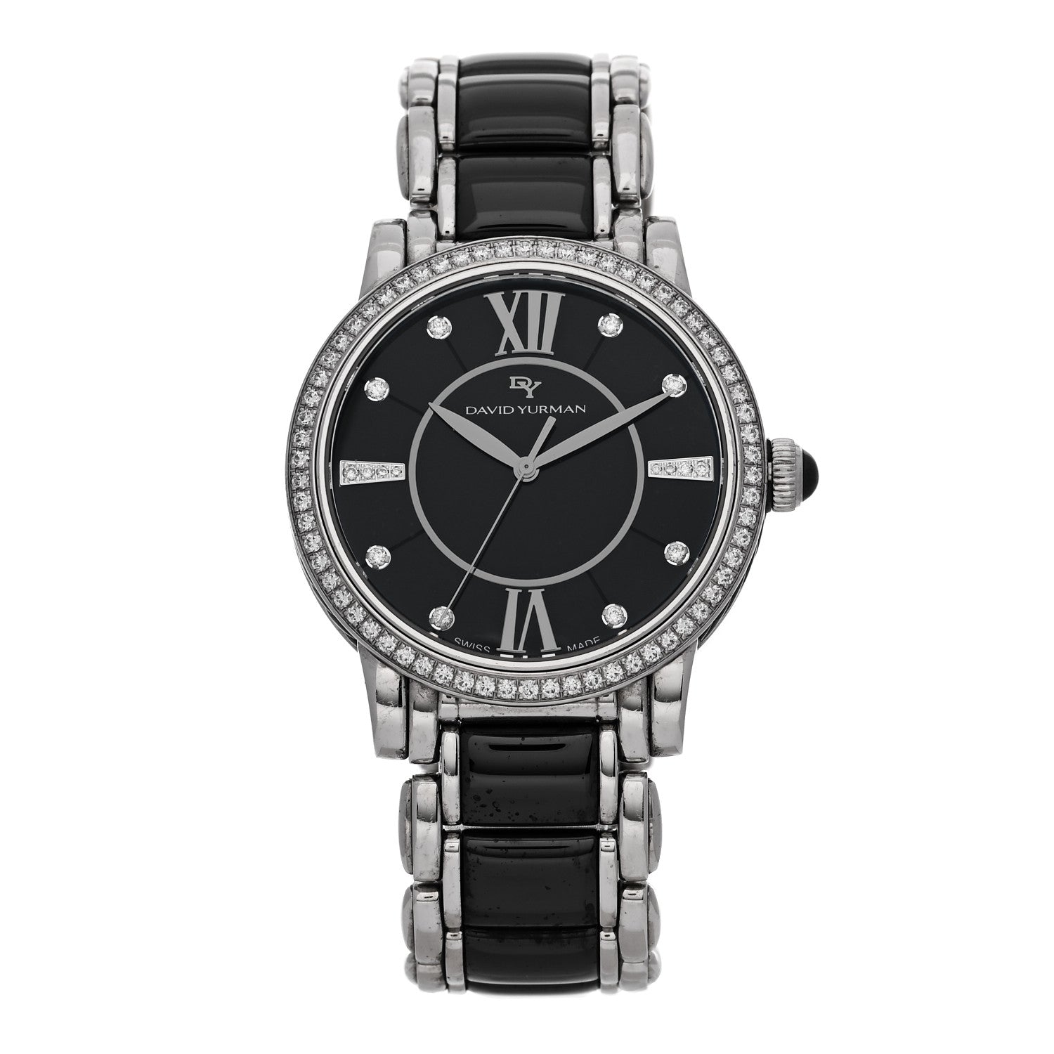 David Yurman Stainless Steel Ceramic Diamond Bezel 38mm Classic Quartz Watch Black 1 of 5