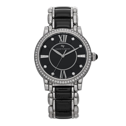 David Yurman Stainless Steel Ceramic Diamond Bezel 38mm Classic Quartz Watch Black 1 of 5