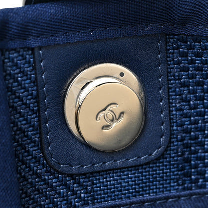 Chanel Woven Straw Raffia Striped Medium Deauville Tote Navy Blue 14 of 14