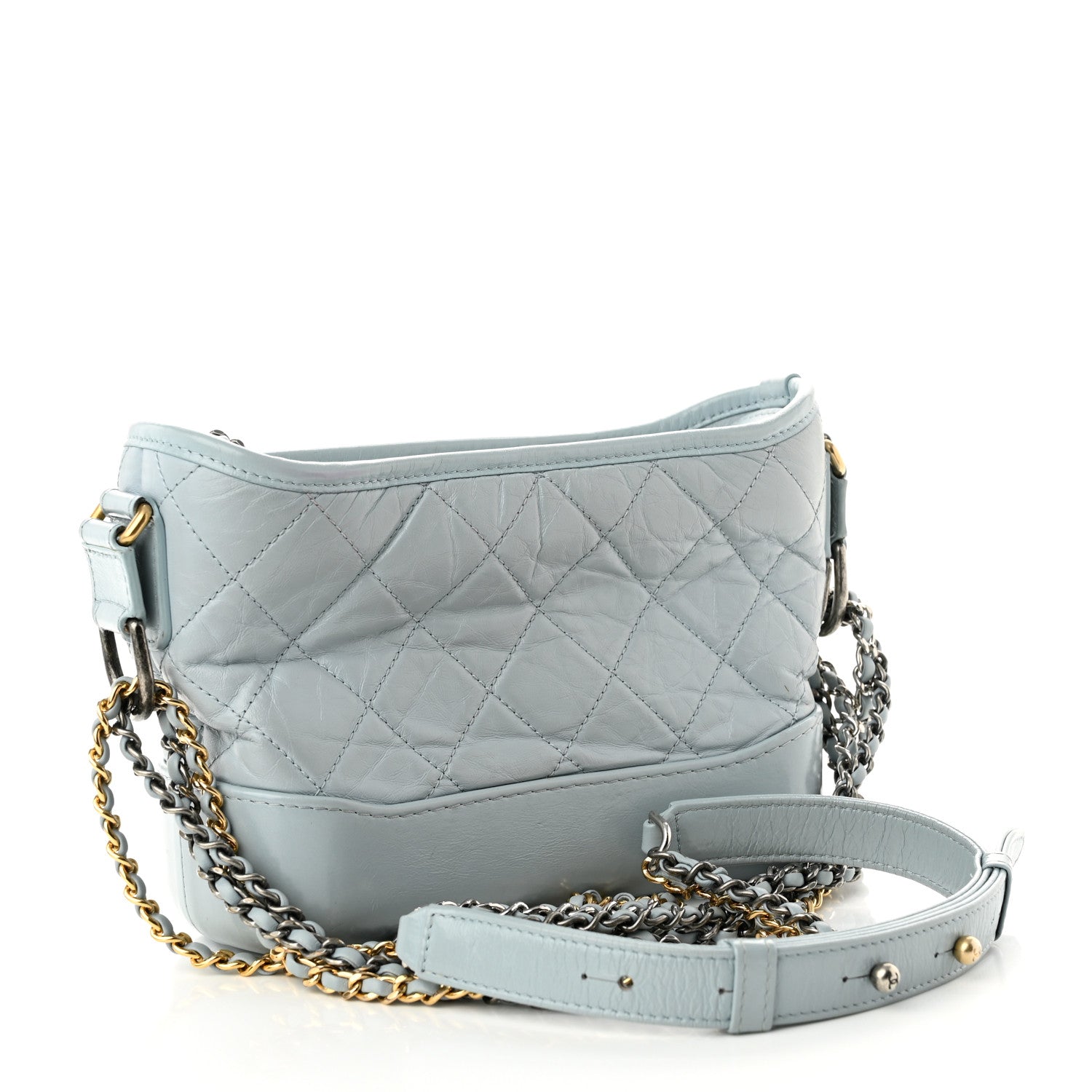 Chanel Aged Calfskin Quilted Small Gabrielle Hobo Light Blue 3 of 11