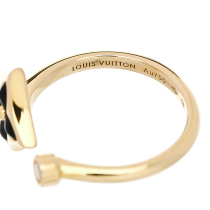Louis Vuitton 18K Yellow Gold Diamond Black Onyx Mini Color Blossom Star Ring 48 4.5 4 of 5