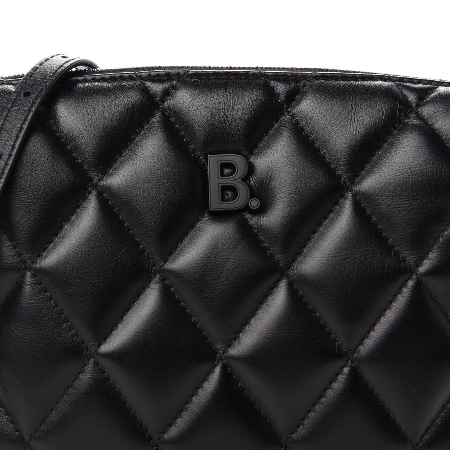 Nappa Calfskin Quilted Touch B Camera Shoulder Bag Black