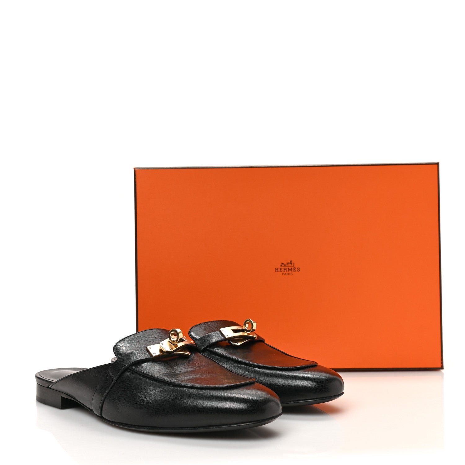Hermes Goatskin Oz Mules 38 Black 8 of 8