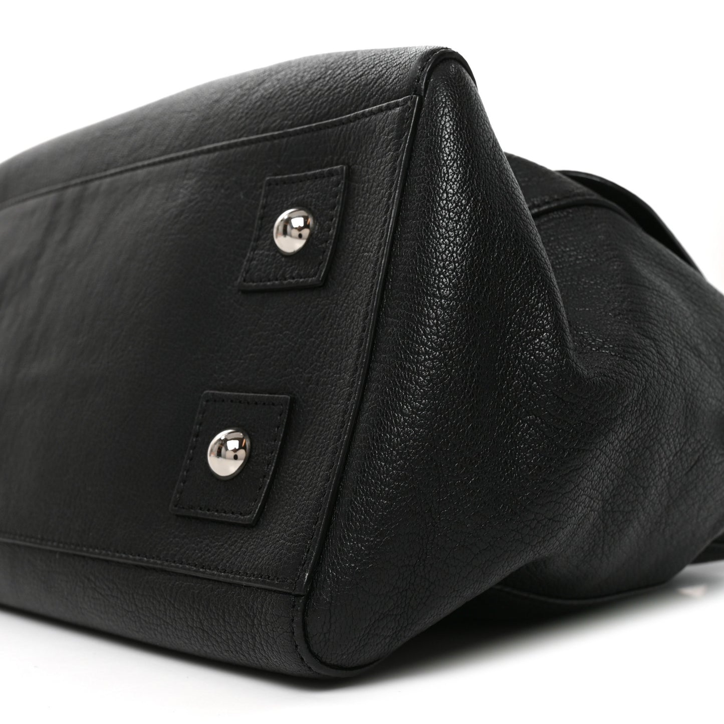 Glossy Goatskin Medium Del Rey Satchel Black