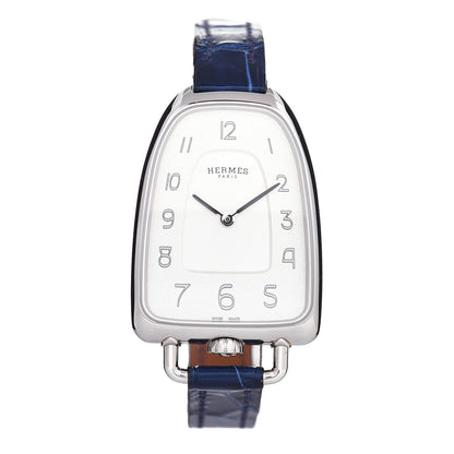 Hermes Stainless Steel Alligator 26mm Galop Quartz Watch Bleu Saphir 1 of 5