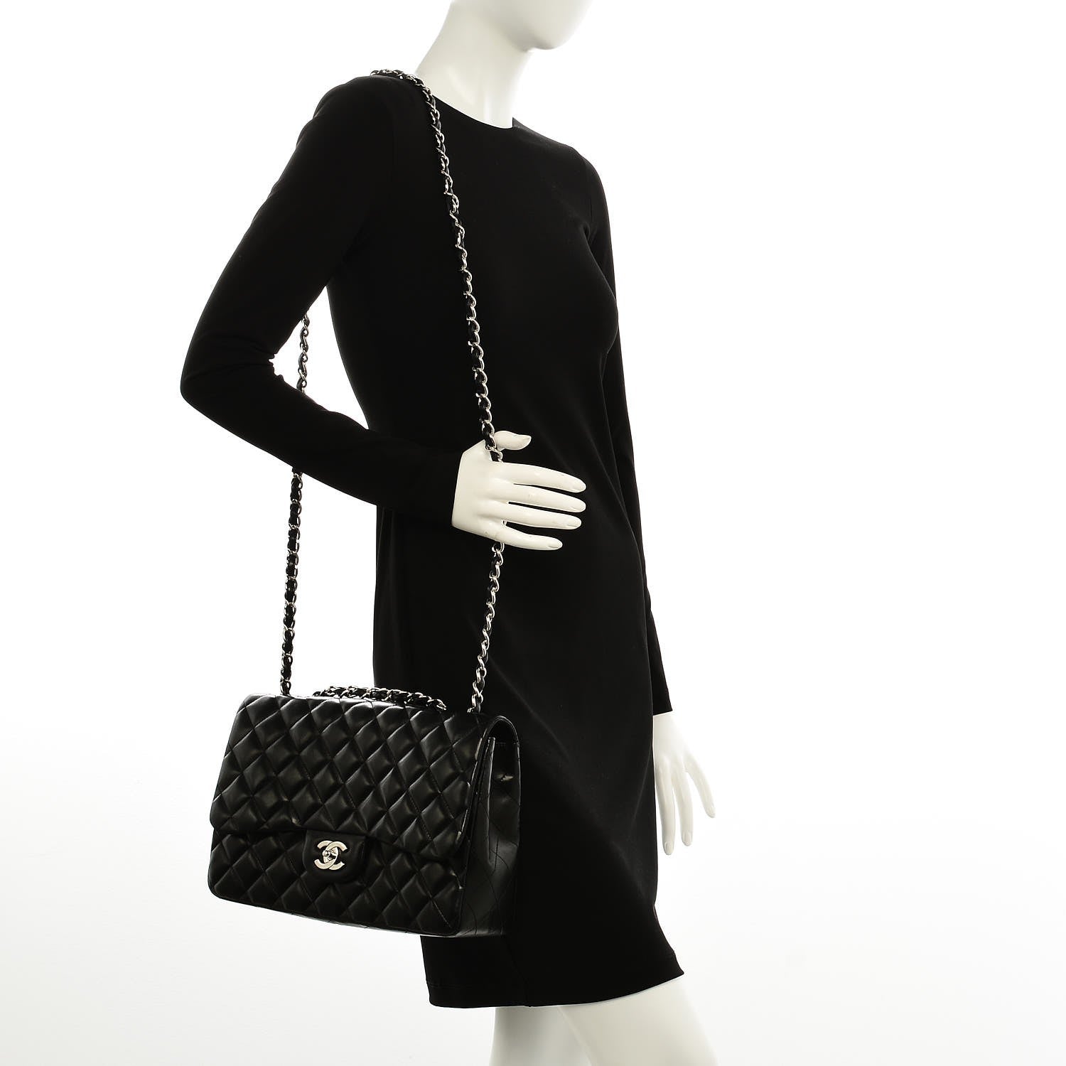 Chanel Lambskin Quilted Jumbo Single Flap Black 2 of 8
