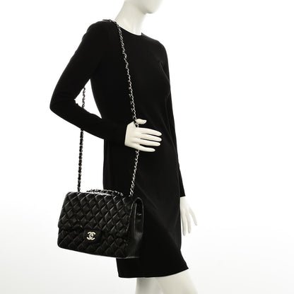 Chanel Lambskin Quilted Jumbo Single Flap Black 2 of 8