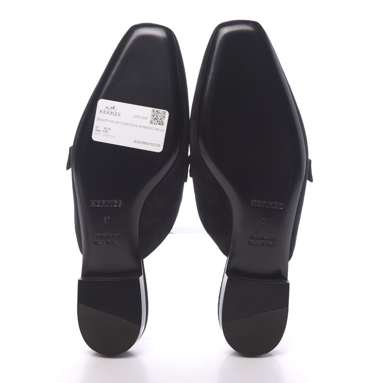 Hermes Velvet Goatskin Beauty Mules 37 Black 5 of 8
