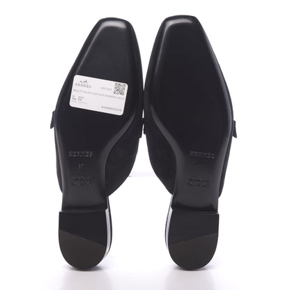 Hermes Velvet Goatskin Beauty Mules 37 Black 5 of 8