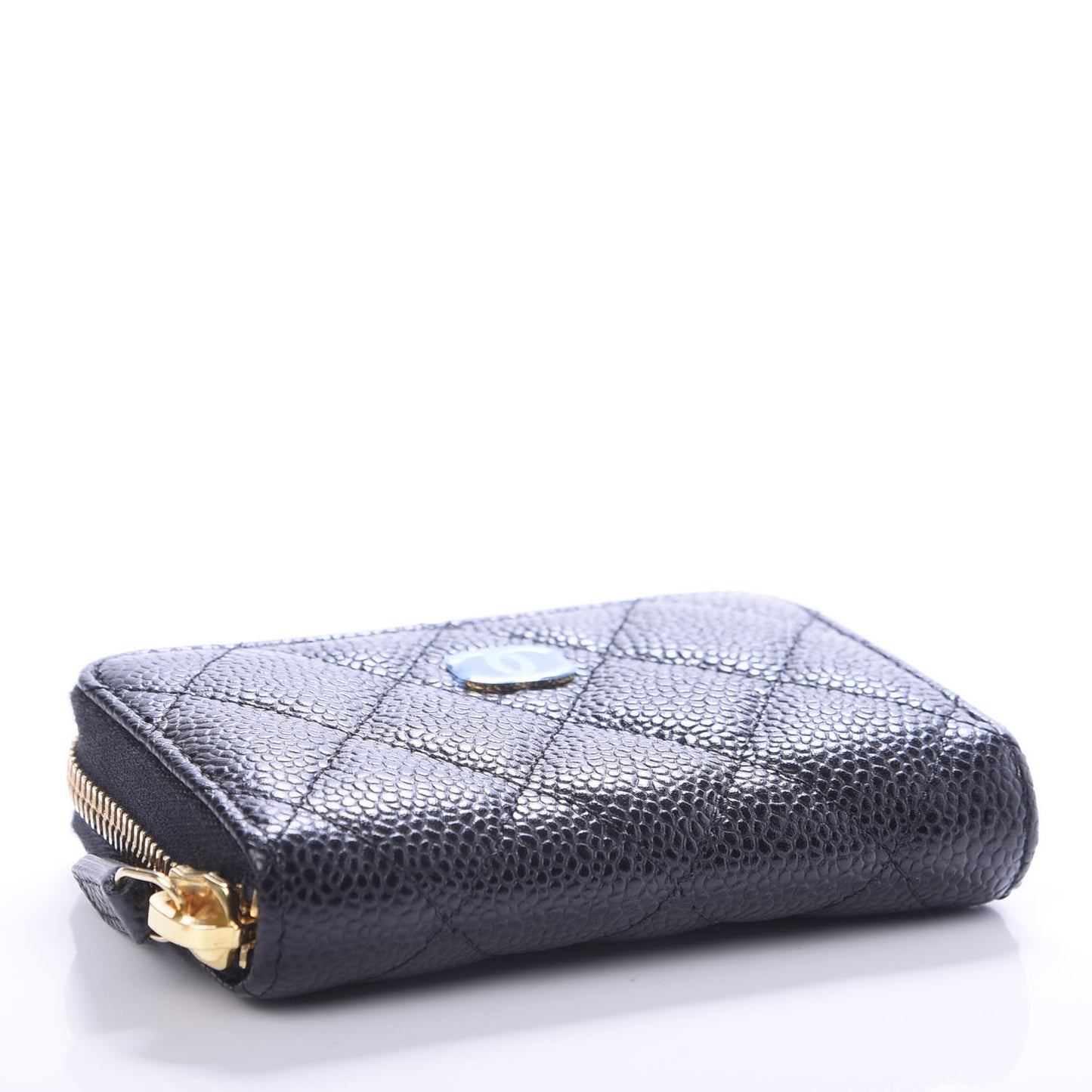 Caviar Quilted Zip Coin Purse Black