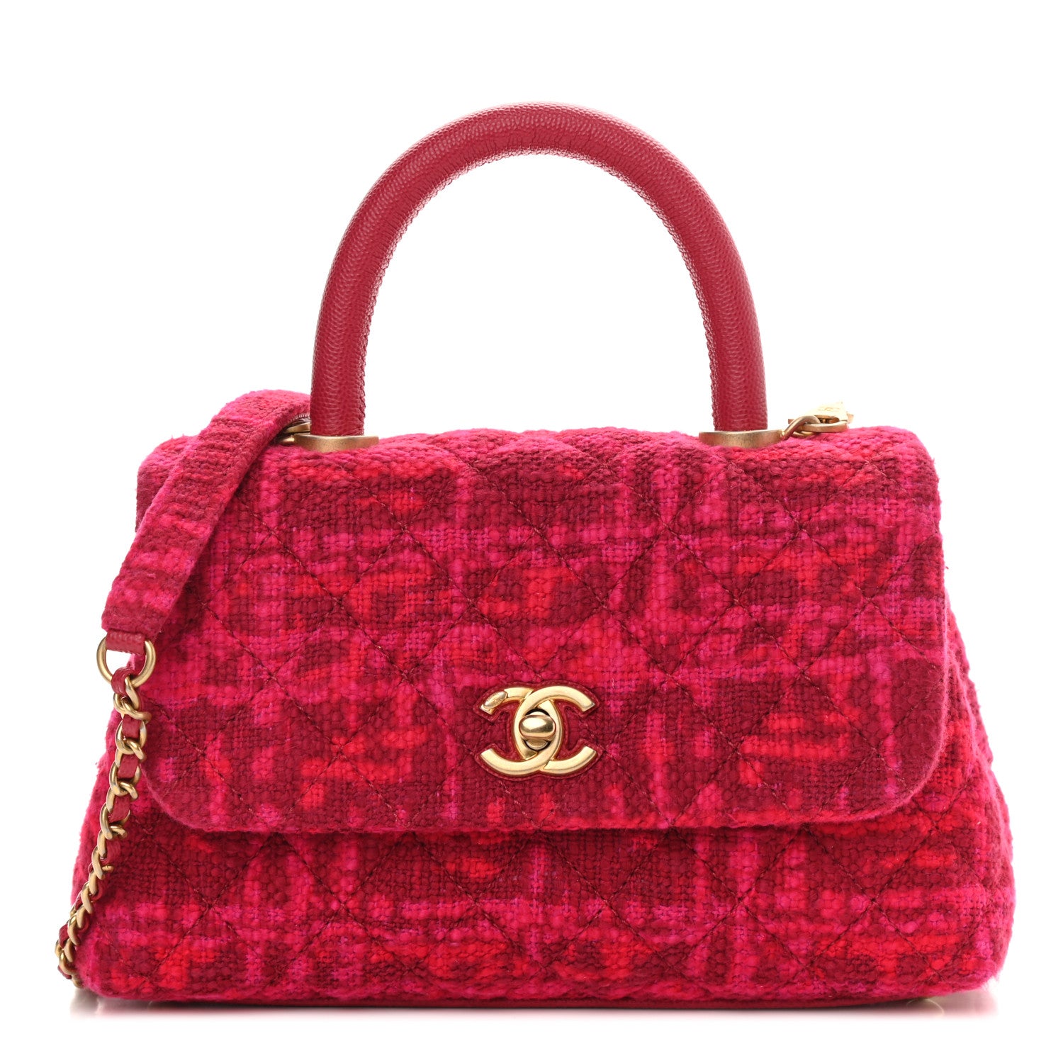 Chanel Tweed Mini Coco Handle Flap Fuchsia 1 of 13