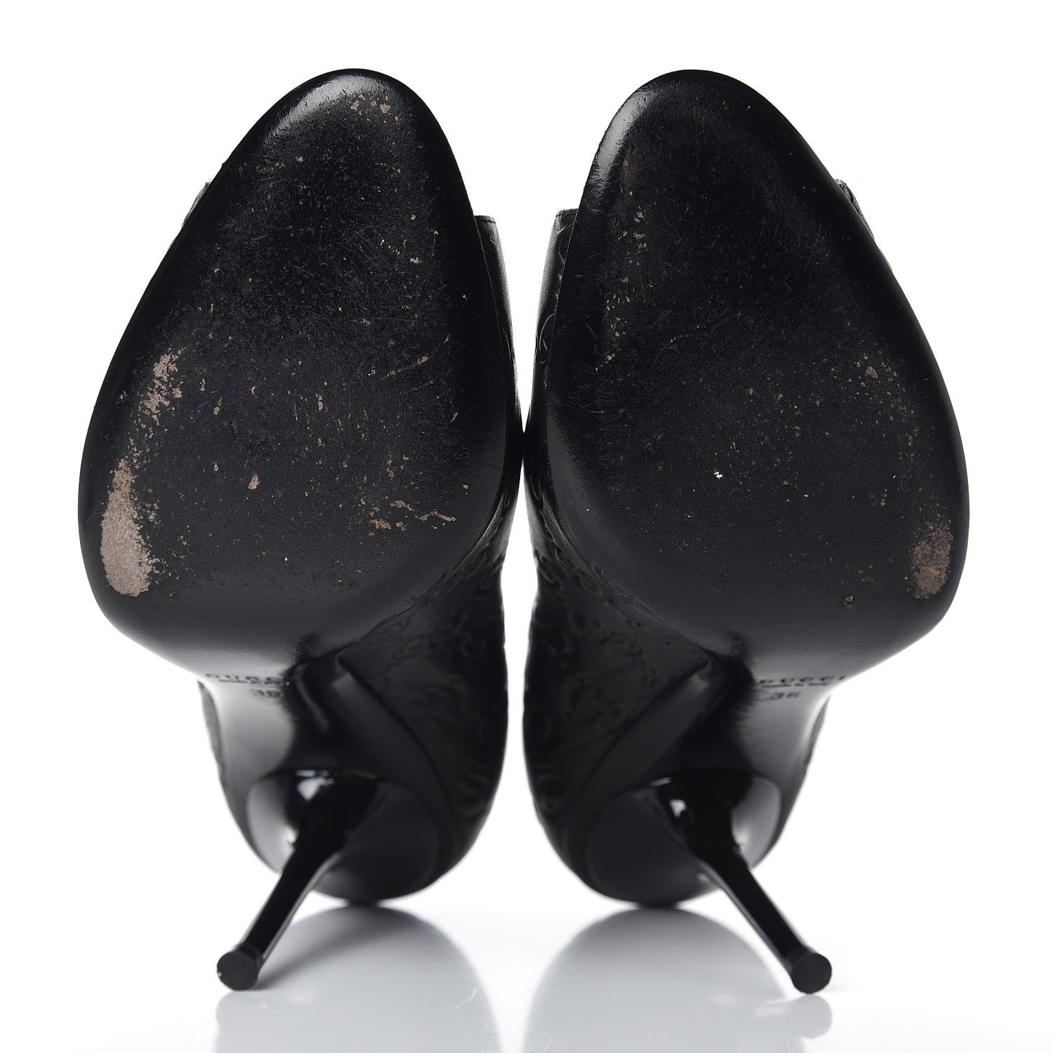Gucci Guccissima GG Peep Toe Heels 36 Black 10 of 11