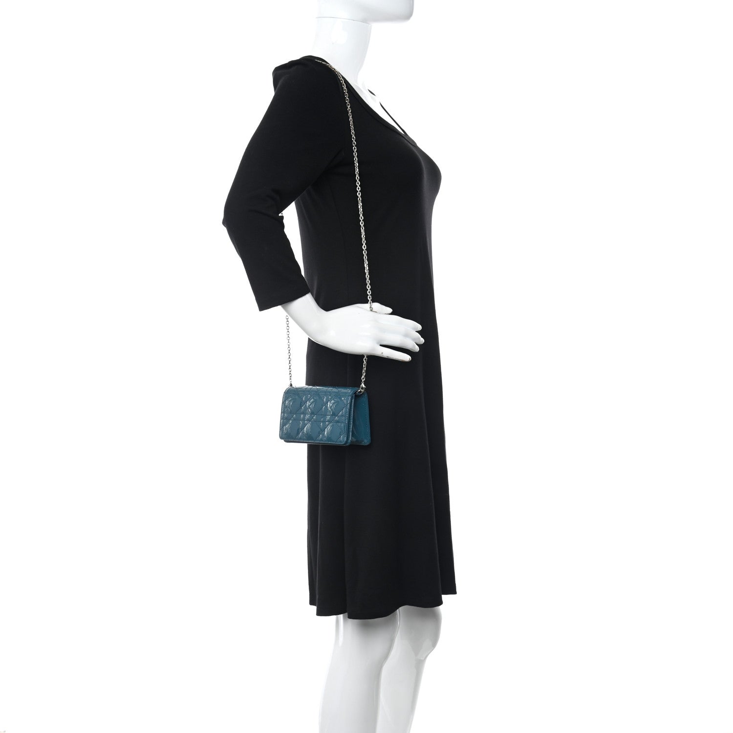 Christian Dior Patent Cannage Nano Lady Dior Pouch Turquoise 2 of 9