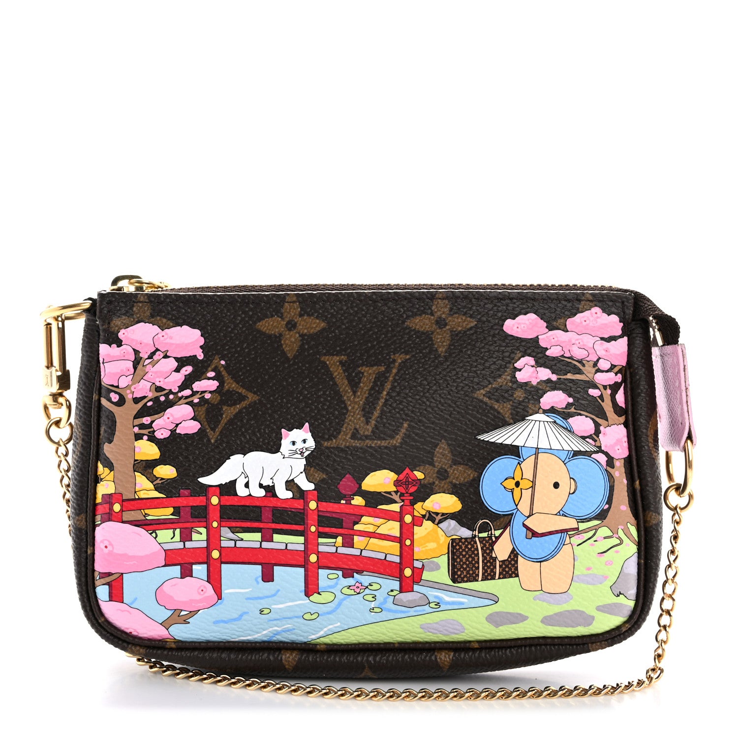 Louis Vuitton Monogram 2021 Christmas Animation Japanese Garden Mini Pochette Accessories Wisteria Pink 1 of 11