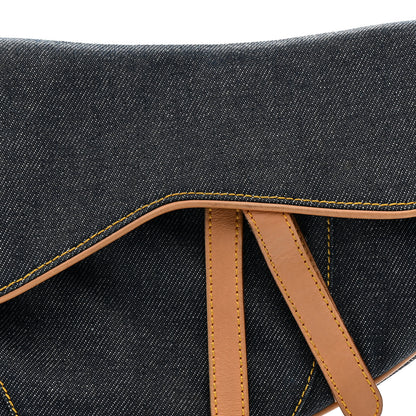 Christian Dior Denim Calfskin Saddle Bag Blue 8 of 12