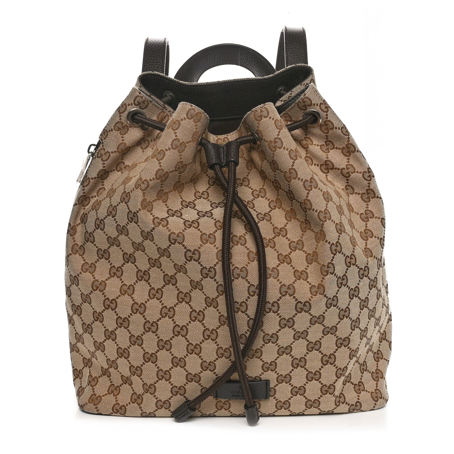 Monogram Dollar Calfskin O Drawstring Backpack Beige Ebony Testa di Moro Dark Chocolate