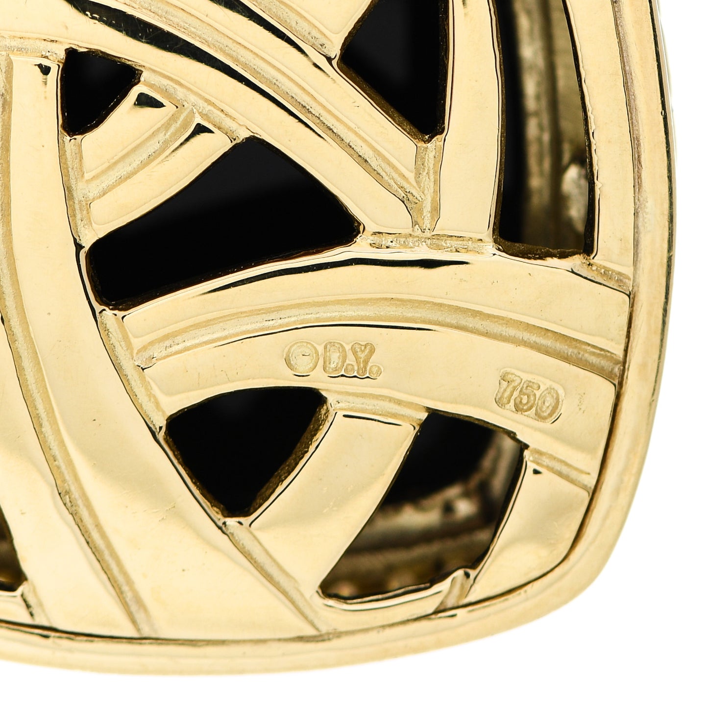 18K Yellow Gold Diamond Black Onyx 20mm Albion Enhancer Pendant