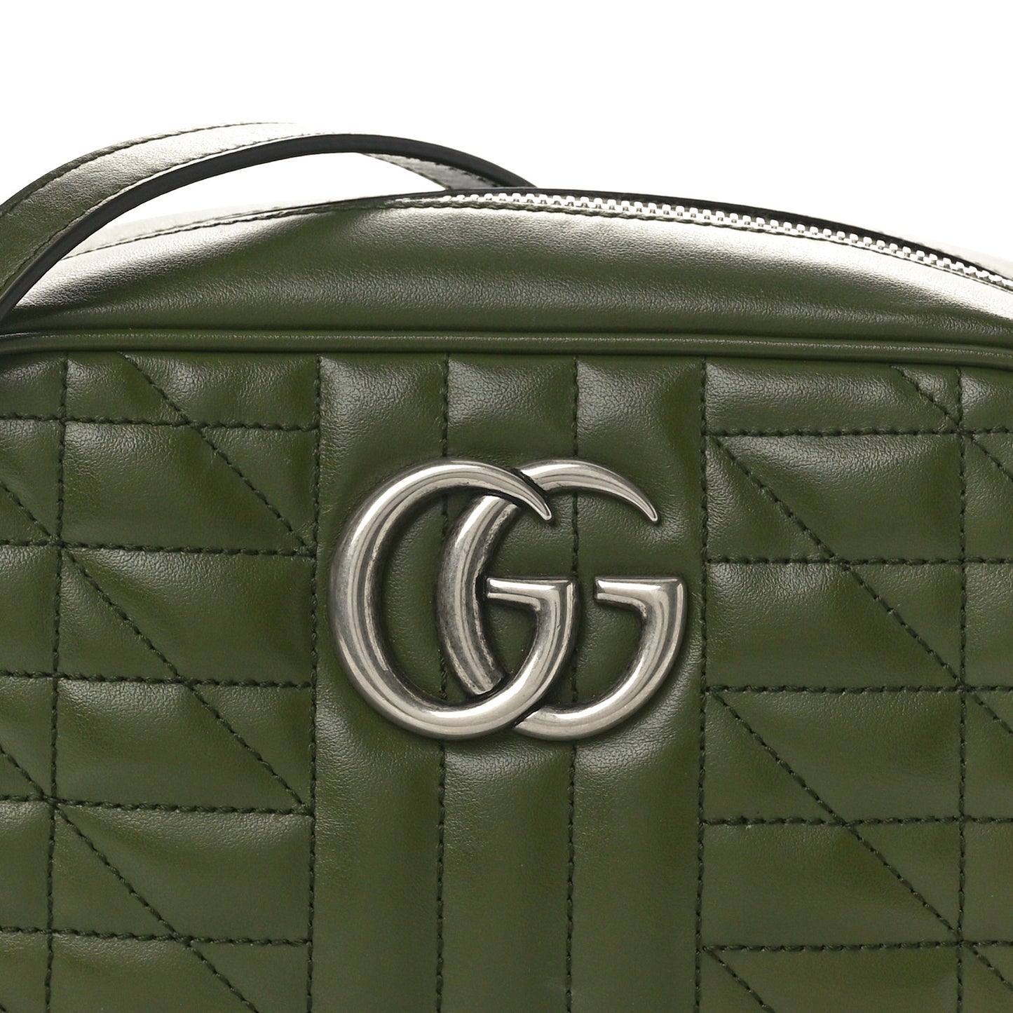 Calfskin Matelasse Aria Small GG Marmont Chain Shoulder Bag Military Wood