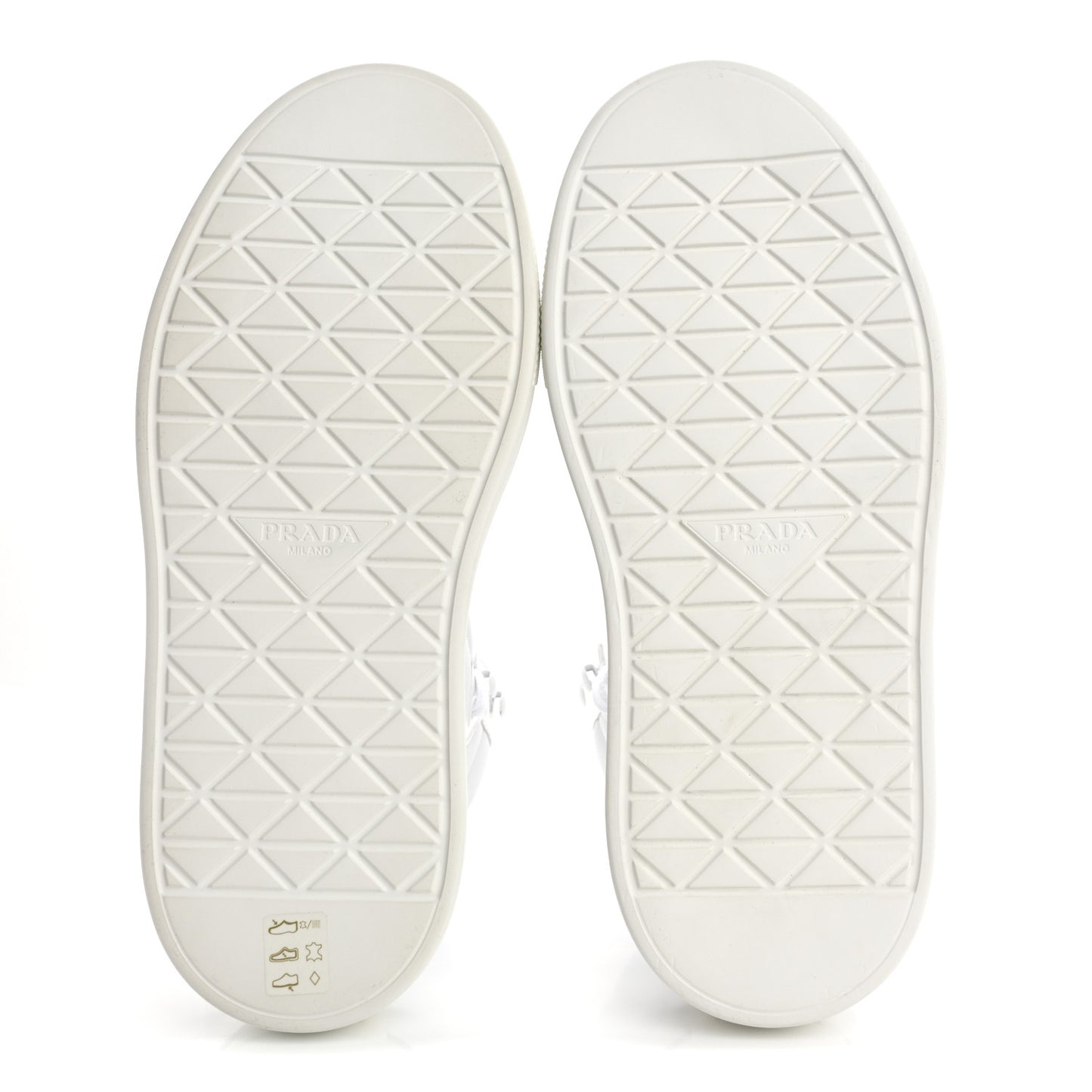 Re-Nylon Gabardine Spazzolato Macro Quilted Triangle Logo Mens High Top 45mm Sneakers 8.5 White