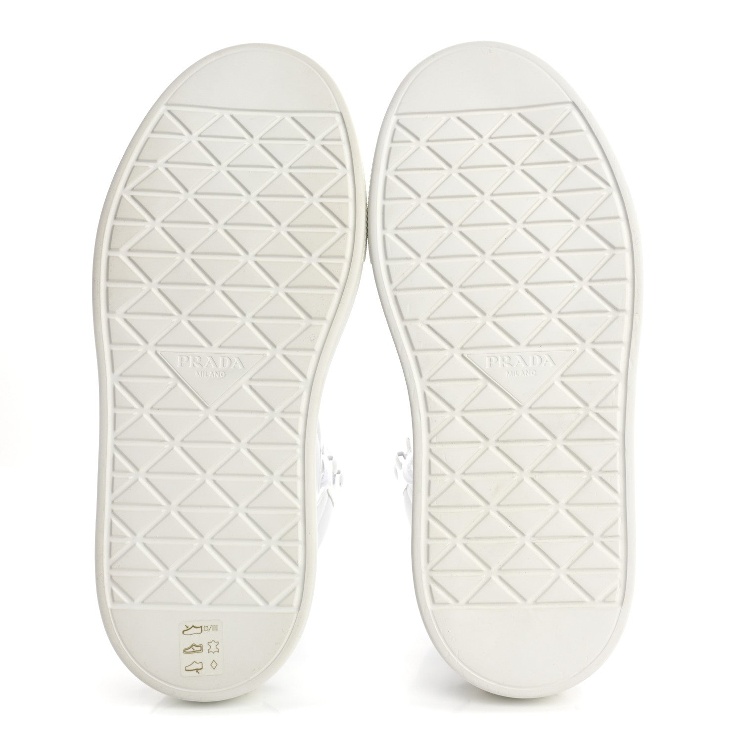 Prada Re-Nylon Gabardine Spazzolato Macro Quilted Triangle Logo Mens High Top 45mm Sneakers 8.5 White 6 of 10