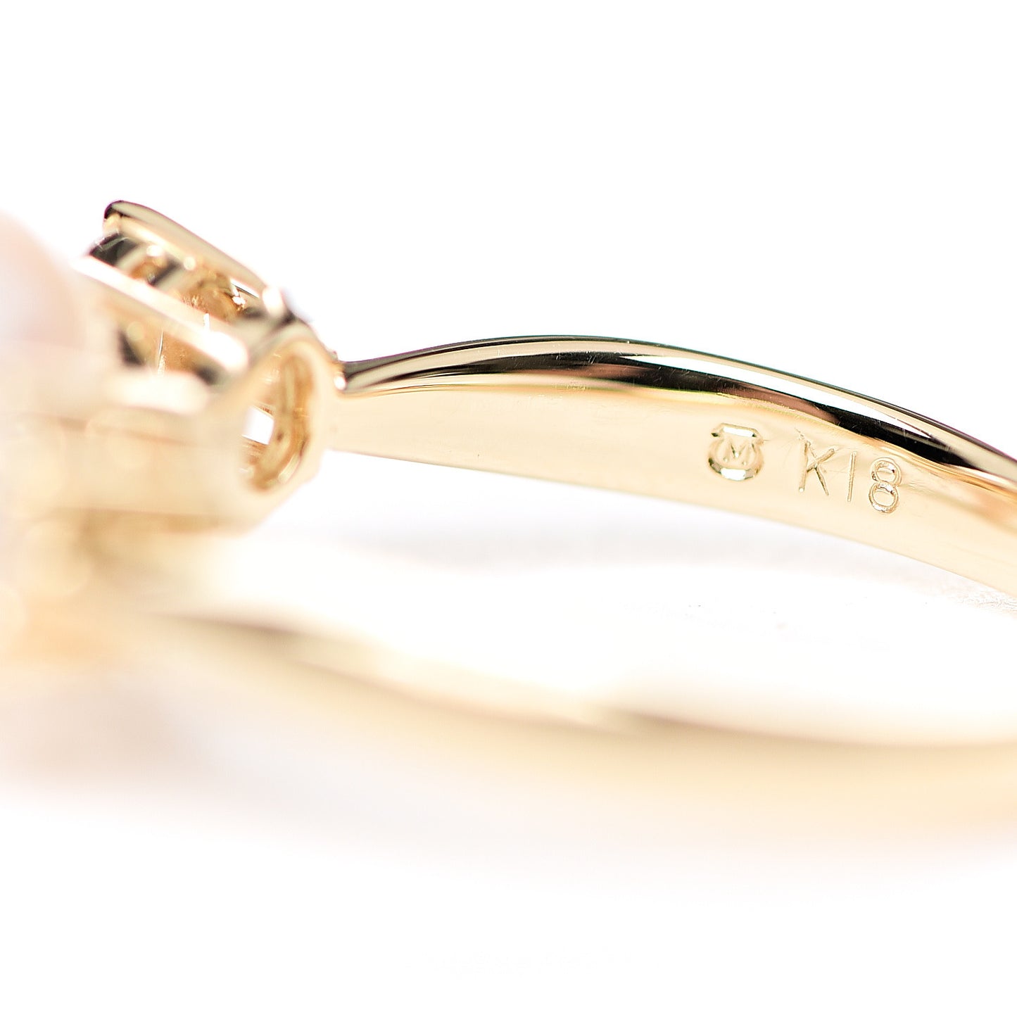 18K Yellow Gold Diamond Akoya Pearl 10mm Three-Stone Ring 49 4.75