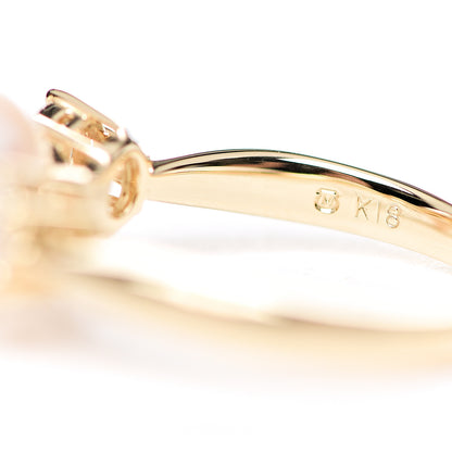 Mikimoto 18K Yellow Gold Diamond Akoya Pearl 10mm Three-Stone Ring 49 4.75 4 of 5