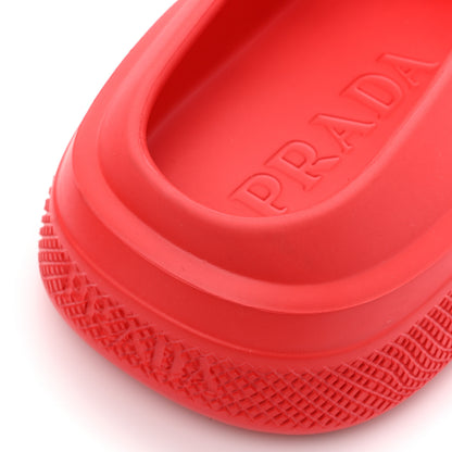 Prada Soft Mellow Rubber Embossed Mens Triangle Logo Mules 41 Rosso 10 of 10