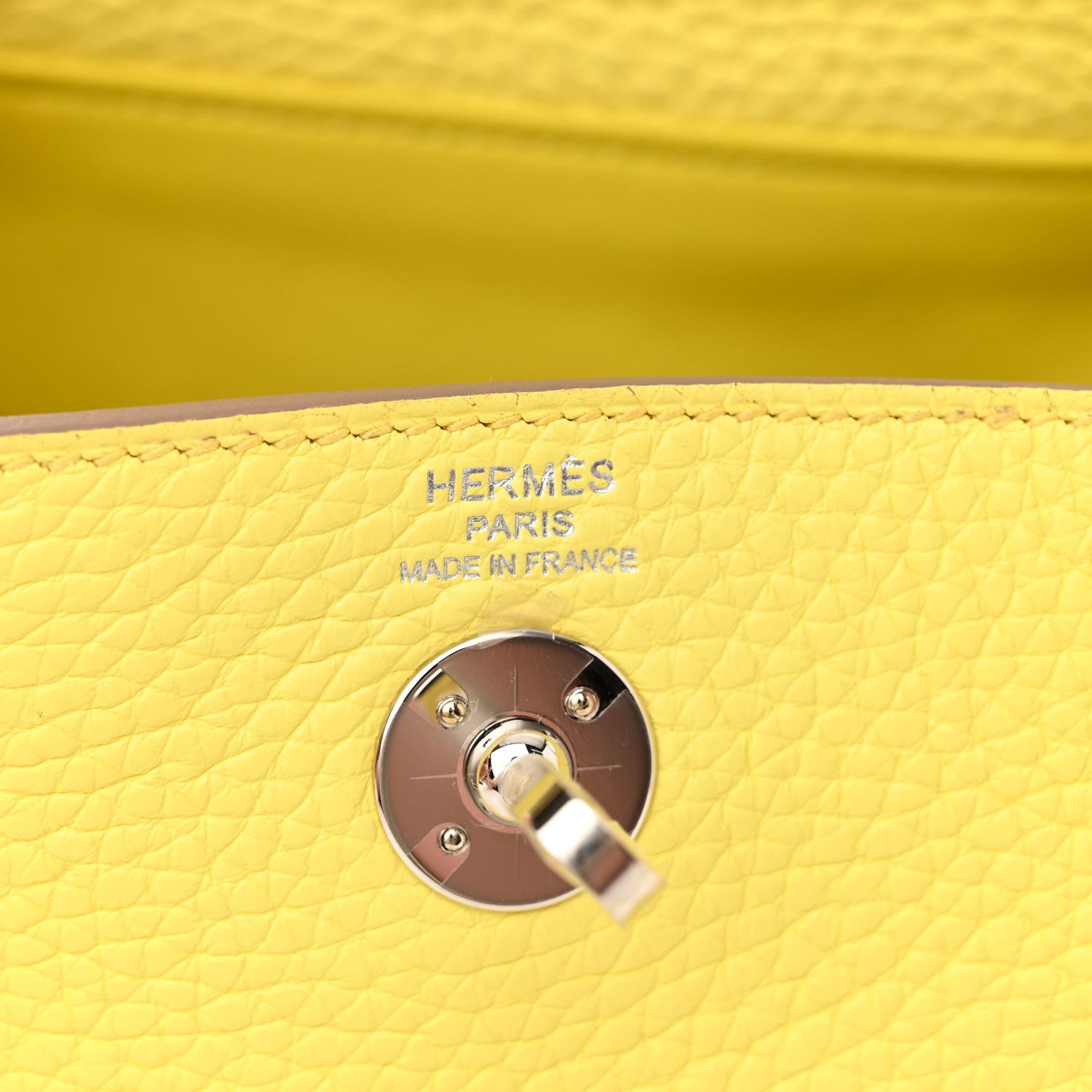 Hermes Taurillon Clemence Mini Lindy 20 Lime 6 of 11