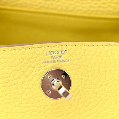 Hermes Taurillon Clemence Mini Lindy 20 Lime 6 of 11