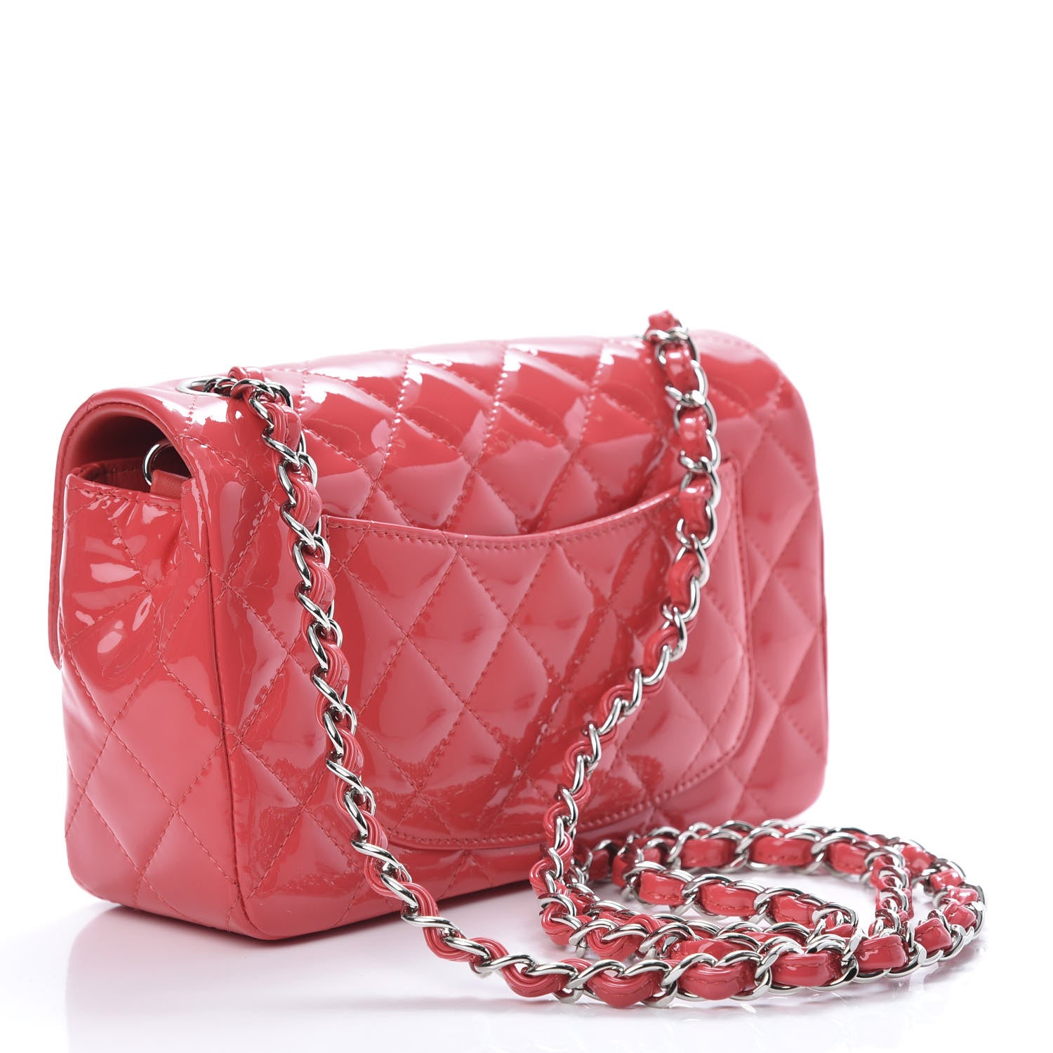 Chanel Patent Calfskin Quilted Mini Rectangular Flap Pink 3 of 11