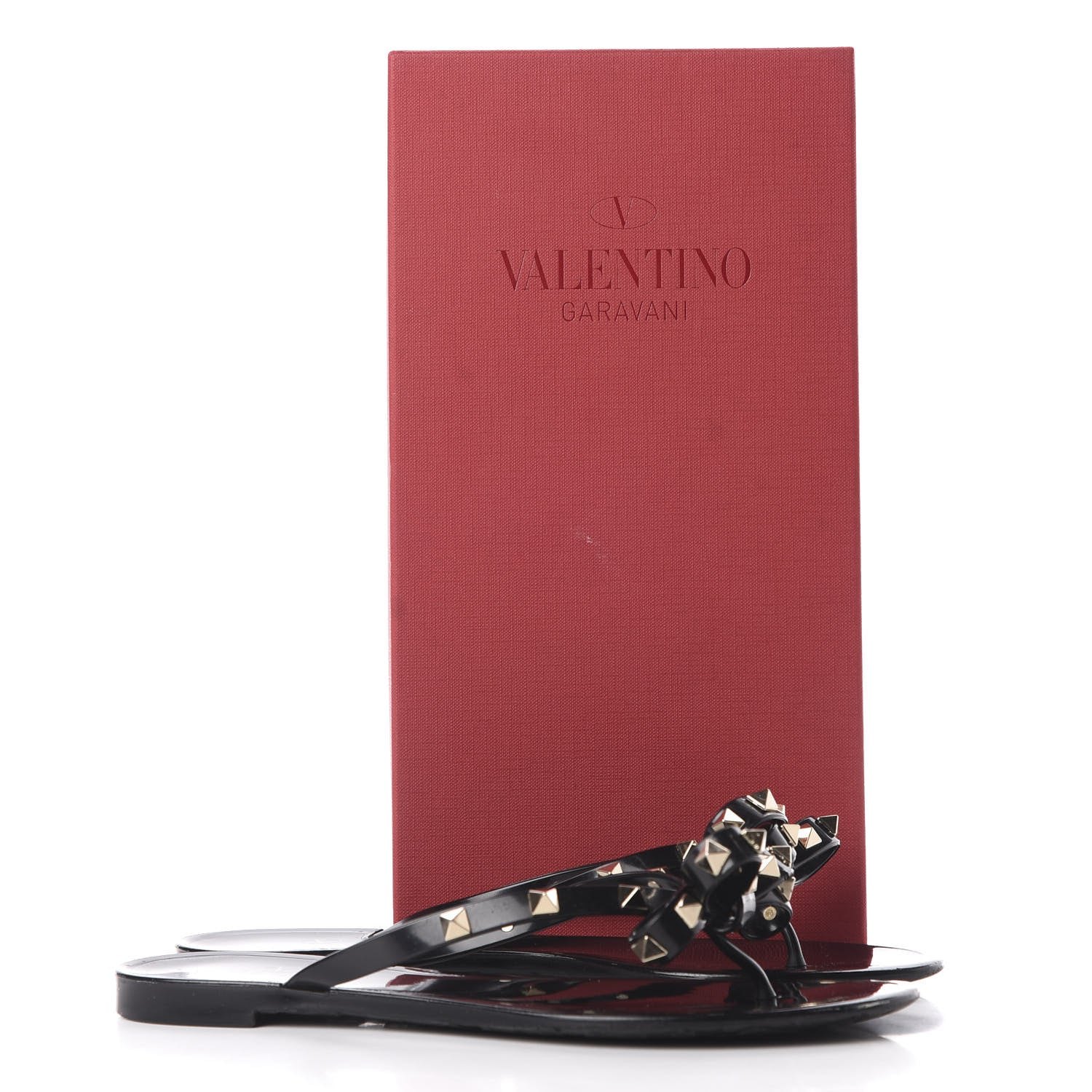 Valentino Garavani PVC Jelly Rockstud Bow Thong Sandals 37 Black 9 of 9