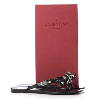 Valentino Garavani PVC Jelly Rockstud Bow Thong Sandals 37 Black 9 of 9