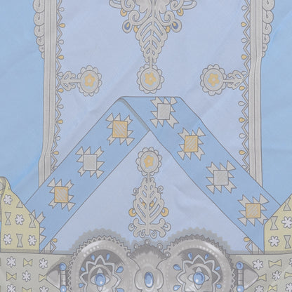 Hermes Silk Mousseline Brin D Or 140 Scarf Bleu 4 of 6