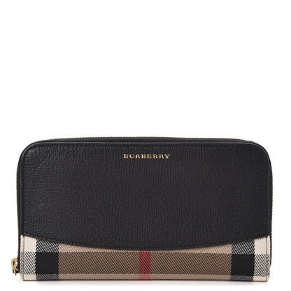 Burberry Calfskin House Check Elmore Zip Around Wallet Black 1 of 7