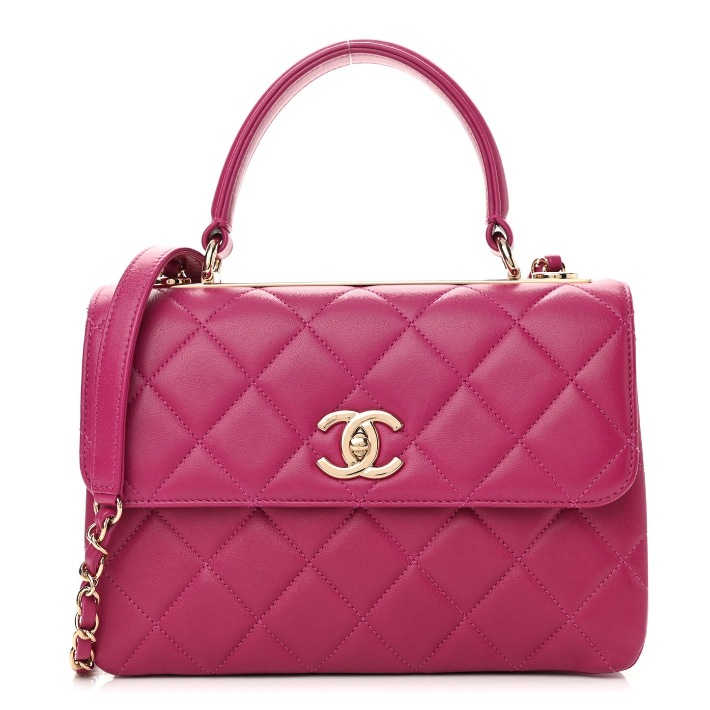 Lambskin Quilted Small Trendy CC Flap Dual Handle Bag Pink