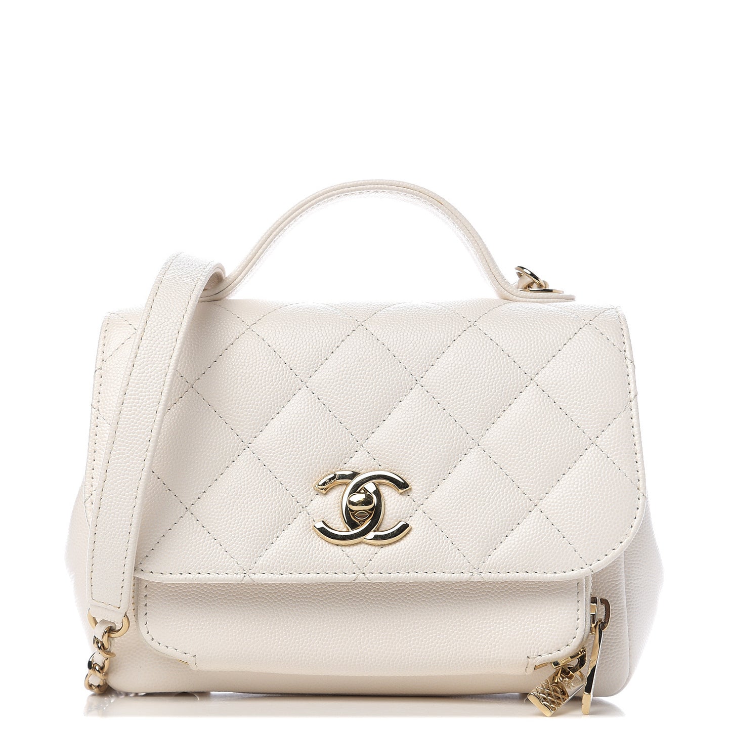Caviar Quilted Mini Business Affinity Flap White