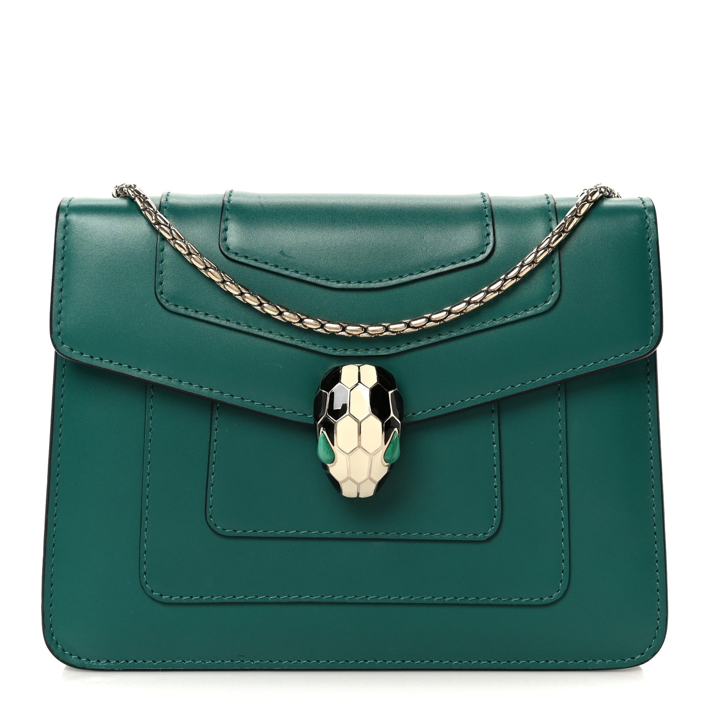 Calfskin Small Serpenti Forever Snake Strap Crossbody Bag Emerald Green