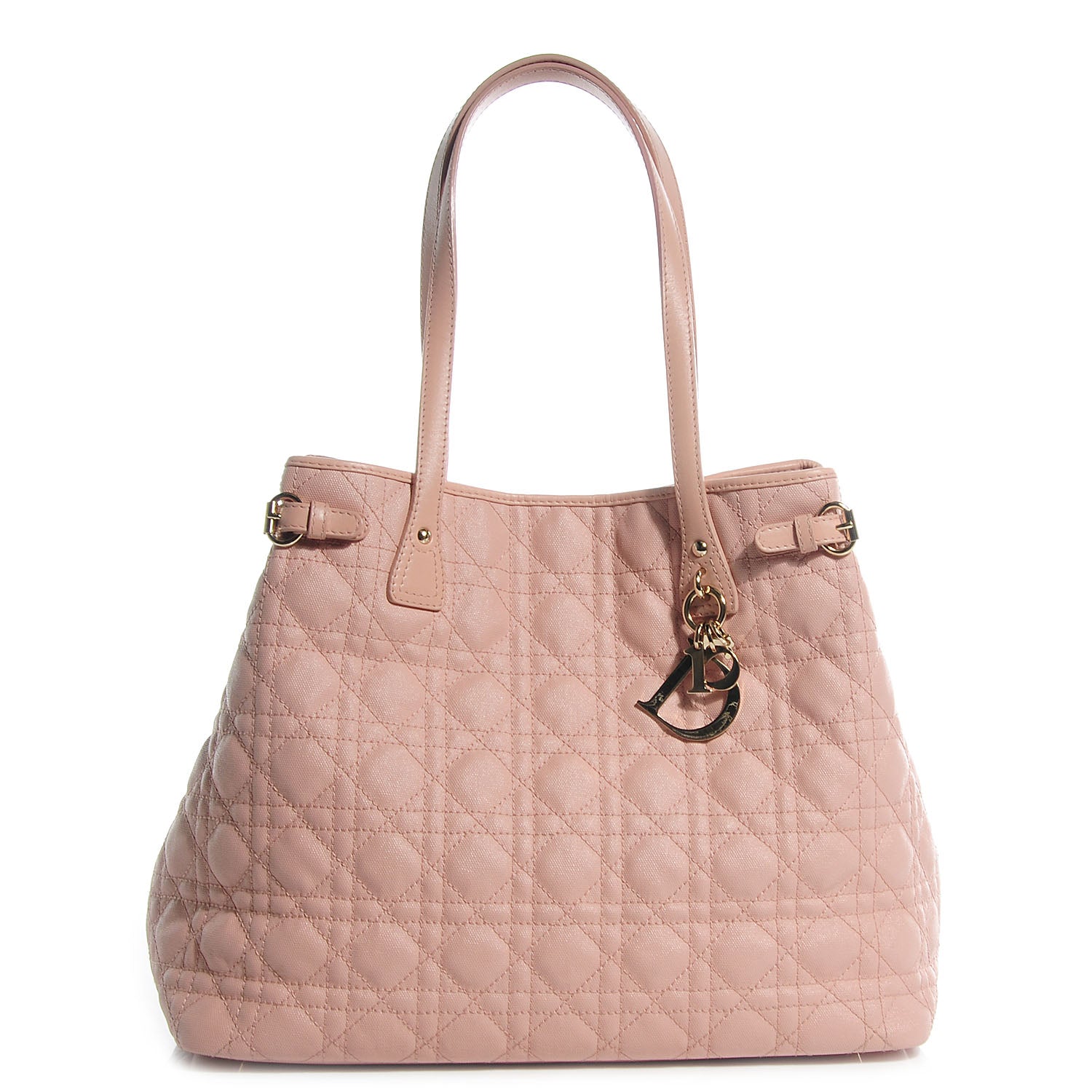 Christian Dior Coated Canvas Cannage Medium Panarea Tote Light Pink 1 of 8