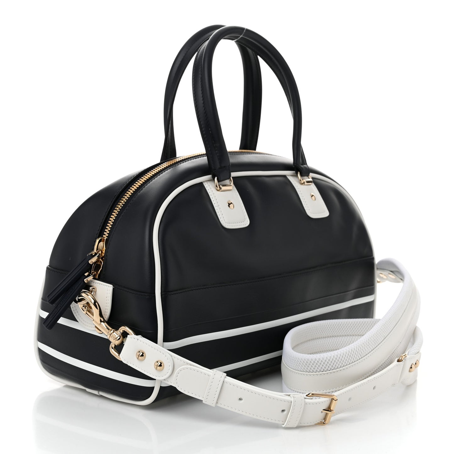 Calfskin Small Dior Vibe Zip Bowling Bag Blue White