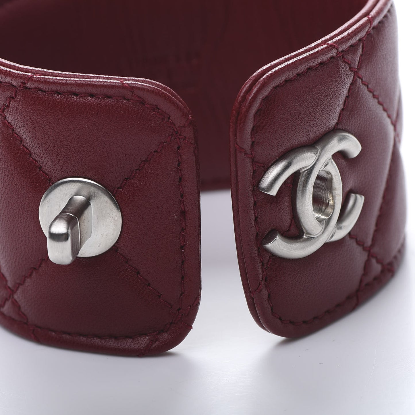 Quilted Lambskin CC Turnlock Cuff Bracelet Red