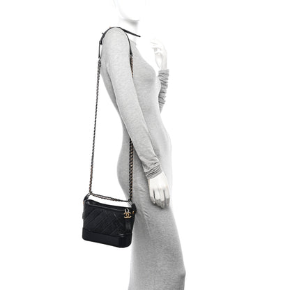 Chanel Aged Calfskin Quilted Small Gabrielle Hobo Black 2 of 10