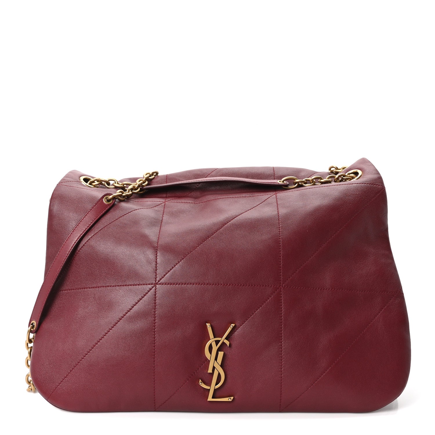 Saint Laurent Lambskin Matelasse Monogram Large Jamie 4.3 New Dark Bordeaux 1 of 10