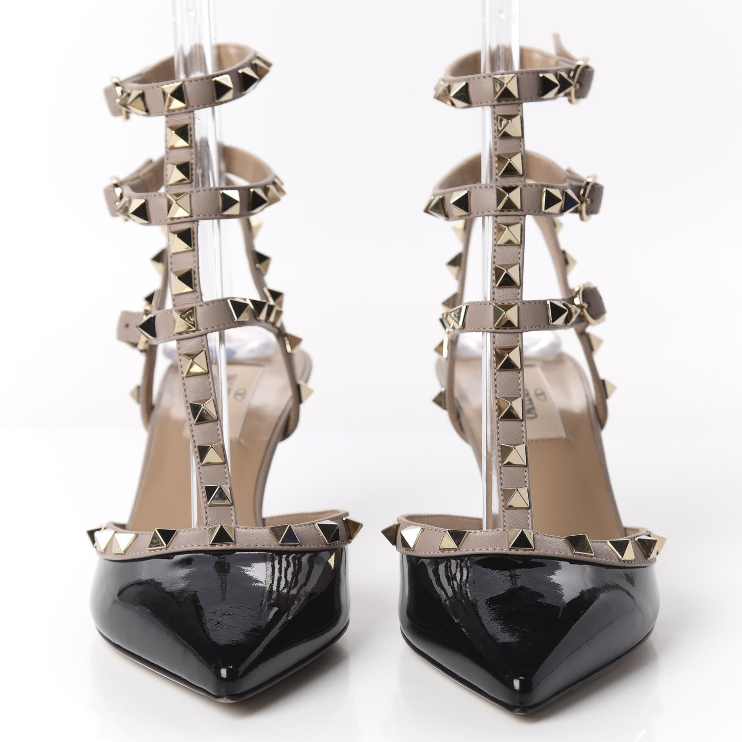 Valentino Garavani Patent Nappa Rockstud Ankle Strap 65mm Pumps 37.5 Black Poudre 3 of 9