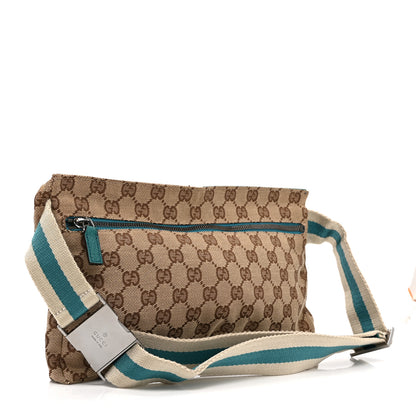 Gucci GG Monogram Web Double Pocket Belt Bag Turquoise 3 of 9
